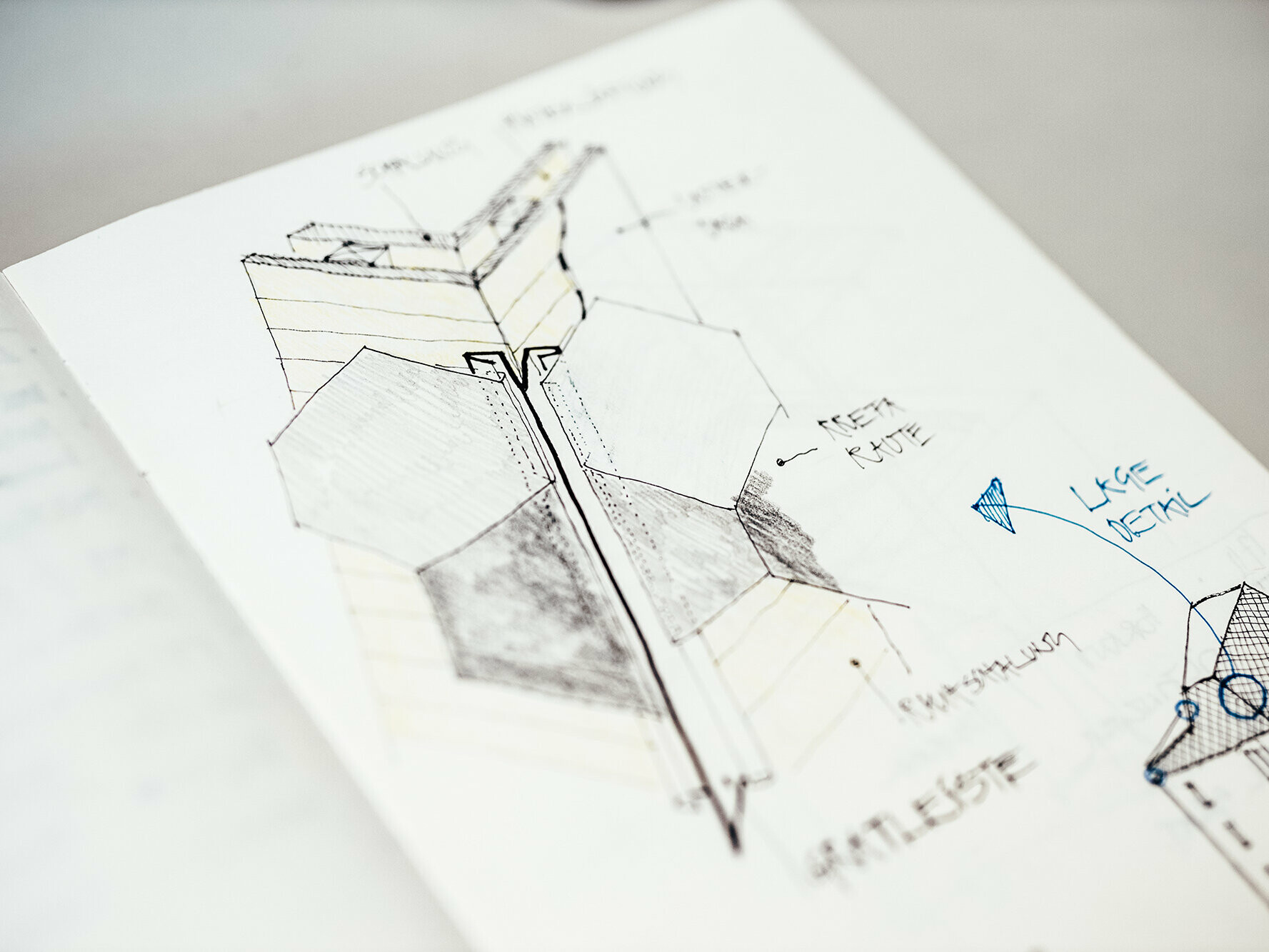 Sketch of the roof finishing at the corners.