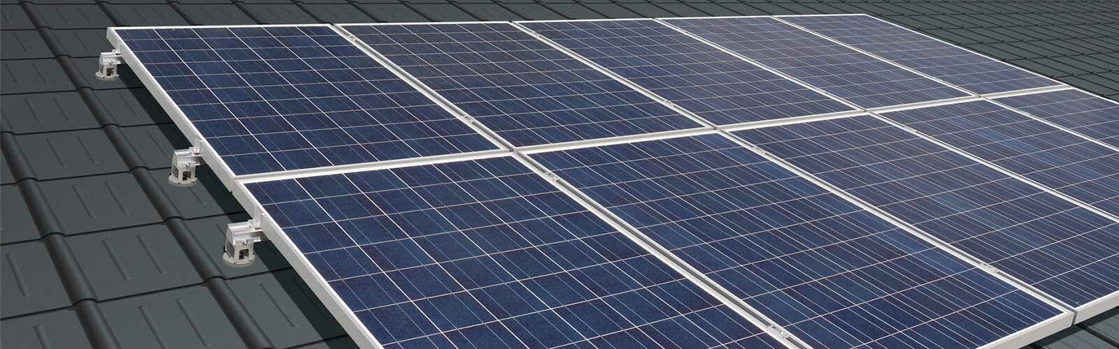 Solar panels with the solar brackets mounted on the PREFA roof tile