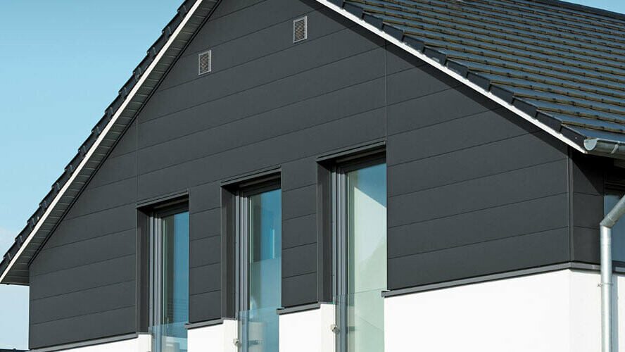 Gable cladding with horizontal PREFA sidings