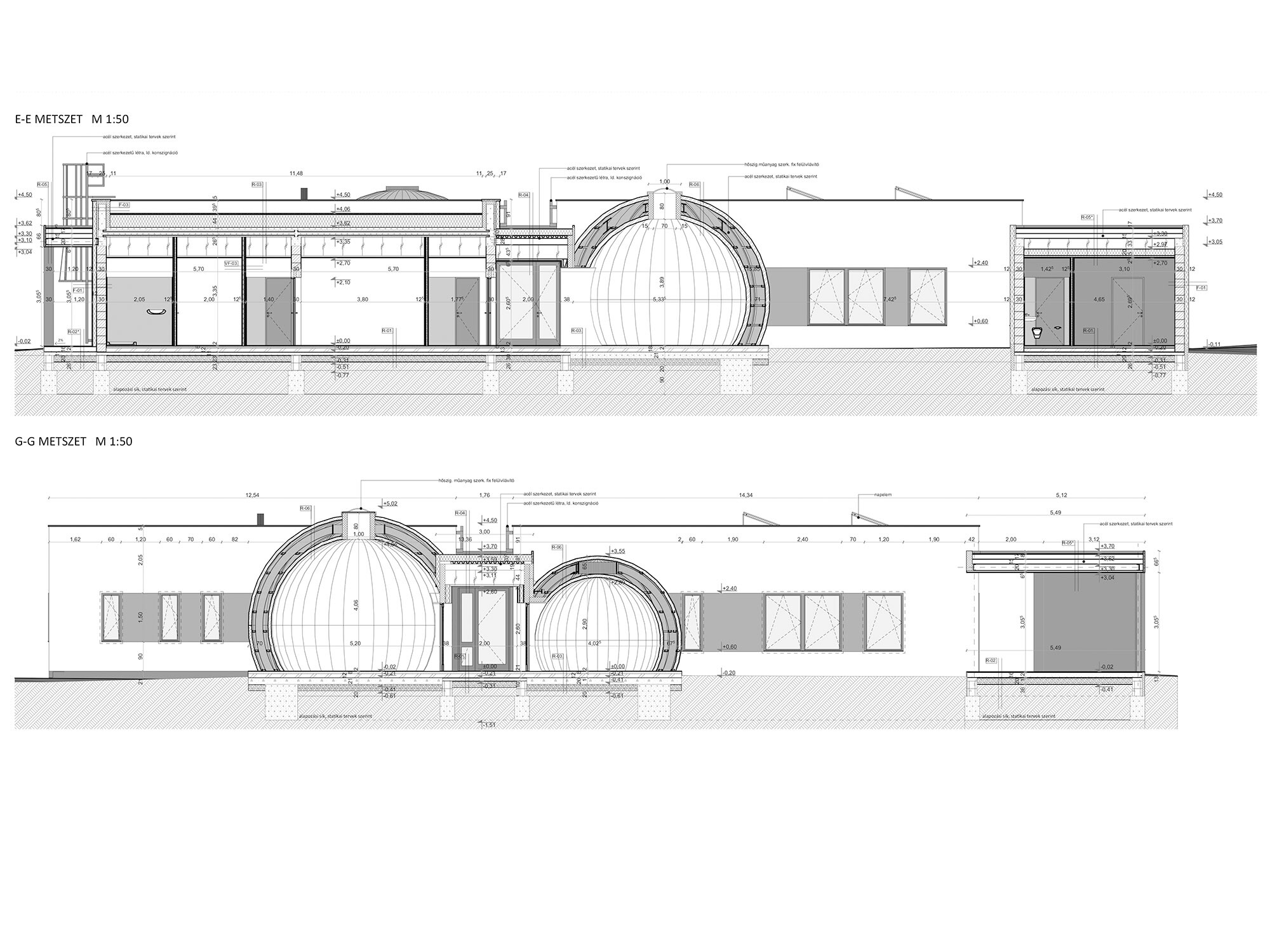 Cross-section of the day nursery from two sides.