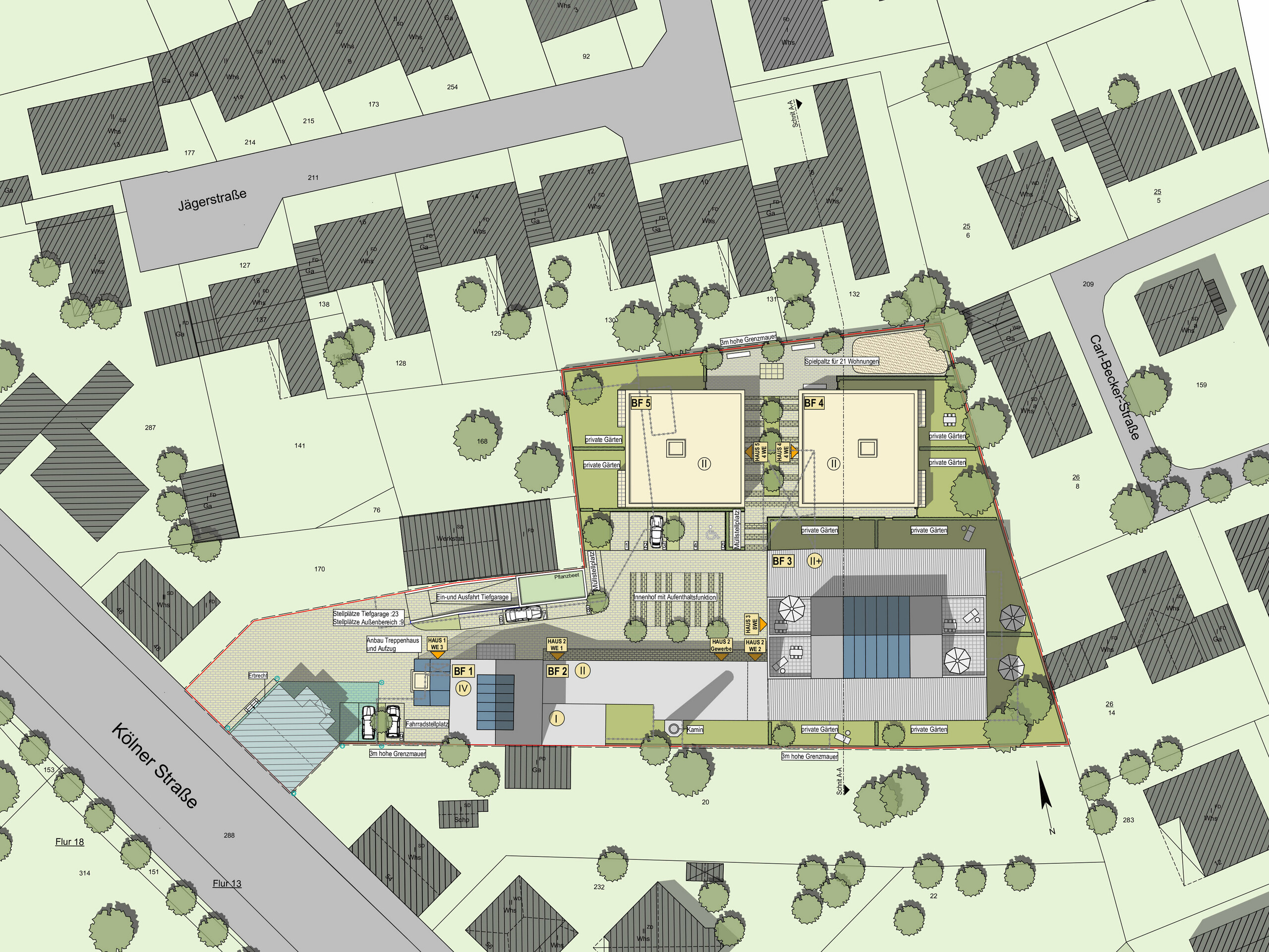 A site plan of the Kellerhöfe.