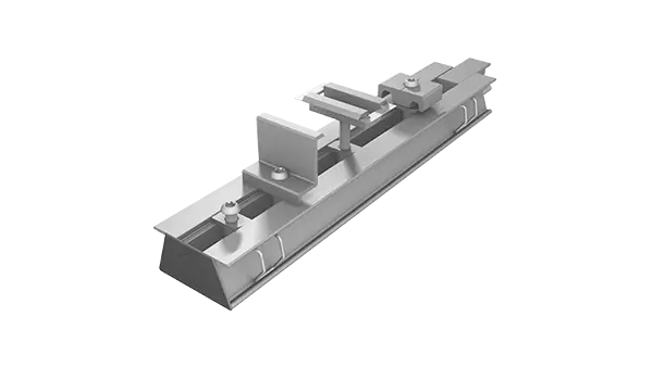 The various PREFA solar brackets on the PREFA profile rail.