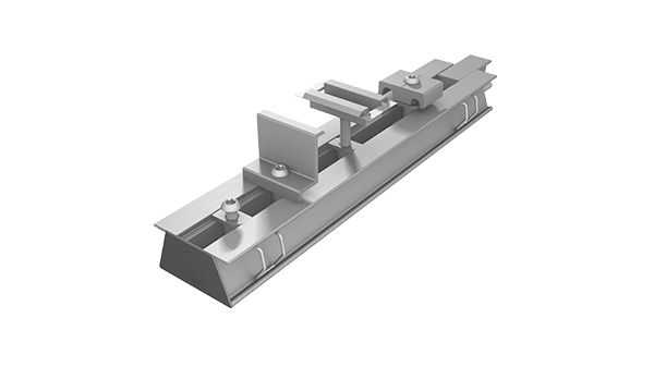The various PREFA solar brackets on the PREFA profile rail.