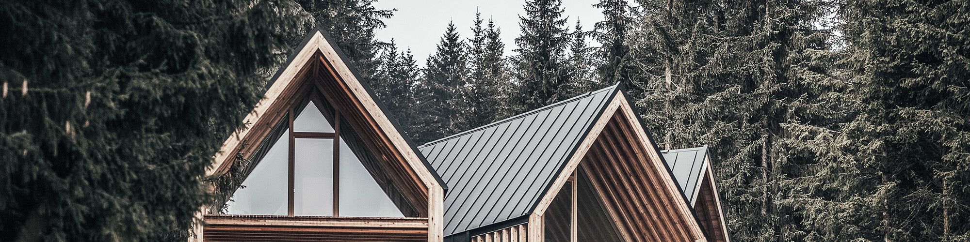 Shot of the three chalets from the south side of the property.