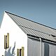 Gable roof without eaves, covered with PREFALZ standing seam in P.10 zinc grey with PREFA on-roof gutter