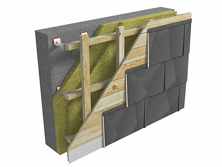 FX.12 façade panelling installed on full boarding