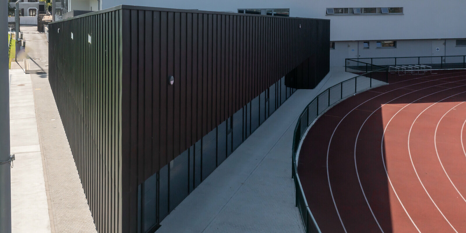 Top of the triangular building at University College Cork with an aluminium shell from PREFA