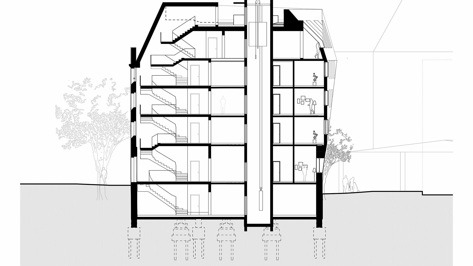Cross-section of the student residence "The Station".