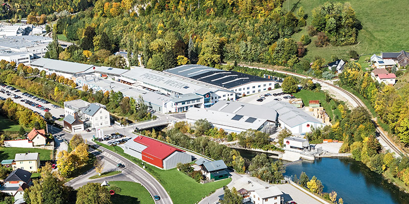 Aerial photo of PREFA’s Austrian production site in Marktl bei Lilienfeld